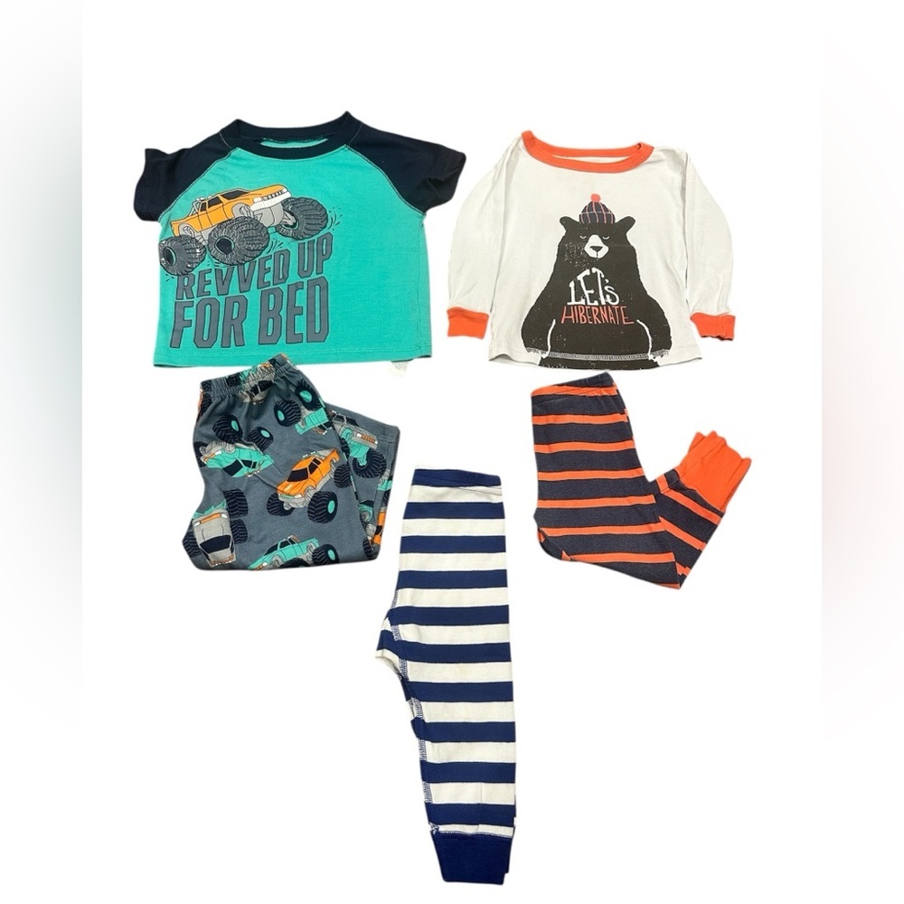 Carter’s Boys Pajama Bundle Monster Truck Bear Cotton Sleepwear 18M